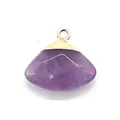 Polished purple amethyst faceted fan pendant with gold plated metal cap for DIY necklaces - Pendant Only (No Chain) / Purple Crystal