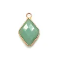 Macro view of faceted natural stone pendant with gold electroplated metal rim for DIY - Green Aventurine