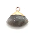 Fächerförmiger Labradorit-Anhänger mit Goldmetallkappe für DIY-Halskettenherstellung - Nur Anhänger (Keine Kette) / Blitzstein (Labradorit)