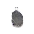 Irregular raw strawberry quartz stone pendant with silver plated edge for DIY jewelry - 12x20mm, 2g / Flash Stone / Pendant Only (Without Chain)