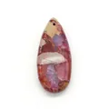 Pendaglio a goccia con venature in pietra naturale rossa, rosa e viola e foro praticato - Colore 31 (Naturale Colorato)