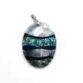 Pendente ovale in madreperla e abalone patchwork con gancio in metallo argento - Stile Splicing Ovale N.1
