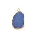 Blue natural stone pendant with gold-plated irregular edges for DIY necklace jewelry - Blue Aventurine