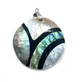 Ciondolo circolare in mosaico di madreperla e conchiglia abalone con gancio argento - Stile Splicing Rotondo N.4