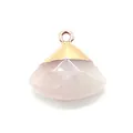 Facettierter Rosenquarz-Anhänger in Fächerform mit goldener Öse für DIY-Halsketten - Nur Anhänger (Keine Kette) / Rosenquarz