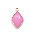 Faceted rhombus natural stone pendant in pink with gold plated edges for DIY jewelry - Pink Jade