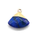 Facettierter fächerförmiger Lapislazuli Anhänger mit goldener Metallschlaufe - Nur Anhänger (Keine Kette) / Lapislazuli