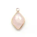 Faceted rose quartz rhombus pendant with gold plating for DIY jewelry designs - Rose Quartz