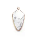 White howlite stone pendant in gold plated bullet shape with marble texture DIY accessory - Howlite