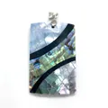 Pendente rettangolare in conchiglia di abalone con accenti neri e gancio argento - Stile Splicing Rettangolare N.6
