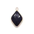 Faceted rhombus blue sandstone pendant with golden metal frame and top loop for DIY jewelry - Blue Sandstone
