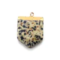 Dalmatian jasper stone pendant with gold plated metal border for jewelry making - Dalmatian Jasper