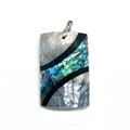 Pendente rettangolare in conchiglia abalone con strisce a mosaico nere e gancio argento - Stile Splicing Rettangolare N.7