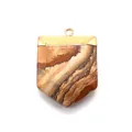 Brown striped natural stone sword pendant with gold metal cap for DIY jewelry - Jasper