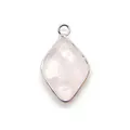 Pink faceted quartz crystal drop pendant with silver-plated rim for DIY jewelry - White Crystal