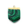 Malachite gemstone sword pendant with golden metallic clasp for jewelry making - Malachite