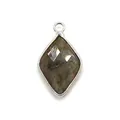 Faceted rhombus natural grey gemstone pendant with a silver-plated bezel frame - Flash Stone (Labradorite)