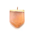 Shield-shaped orange natural stone pendant with a gold metal cap for DIY necklaces - Pink Aventurine