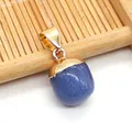 Ovaler Lapislazuli Anhänger mit goldener Metallöse für DIY Schmuck Halsketten - Blauer Aventurin