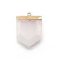 Geometric rose quartz stone pendant with gold metal cap for DIY jewelry making - Rose Pink Crystal