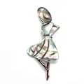Elegant silver dancer brooch featuring natural iridescent mother of pearl shell inlay - Design No.1