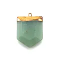 Green aventurine hexagonal stone pendant with gold-plated bail for jewelry making - Green Aventurine