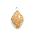 Rhombus pendant with natural sunstone in silver frame for DIY jewelry making - Jasper