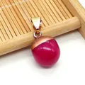 Rosaroter runder Edelstein-Anhänger mit Roségold-Kappe für DIY-Halsketten-Schmuck - Rosaroter Chalcedon