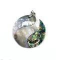 Ciondolo tondo in conchiglia mista con spirale yin yang in madreperla e abalone - Stile Splicing a Mosaico Rotondo N.15
