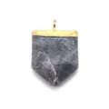 Shield shaped gray natural stone pendant with white marble veins and rose gold top loop - Flash Stone (Labradorite)