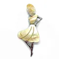 Elegant silver dancer brooch with natural carved shell inlay on a clean white background - Design No.2