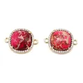Macro shot of natural stone connector with pink marble texture and gold plating - Diameter 20MM / Pink/Magenta Round Style (No. 3)