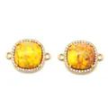 Detail of natural imperial stone connectors with gold plated micro-pave cubic zirconia edges - 18x24mm / Yellow Style (No. 2)
