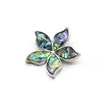 Macro detail of a five-petal flower brooch with natural abalone shell in silver frame - Abalone Shell