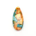 Ciondolo in pietra imperiale a goccia con motivo a mosaico multicolore e foro - Colore 54 (Ciano Arancio Beige)