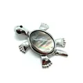 Silver turtle pendant with colorful abalone shell inlay and black gem accents - Black Mother of Pearl