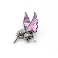 Macro detail of hummingbird brooch with purple shell inlay and metallic textures - Purple Mother of Pearl Wing (No.1)