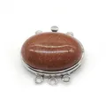 Detailed view of 3-strand goldstone oval clasp connector for multi-layer DIY jewelry - Gold Sandstone