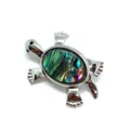 Schildkröten Brosche mit irisierender Abalone Muschel Einlage und Silber Finish - Abalone-Muschel