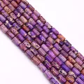 Macro detail of purple imperial jasper column beads showing natural stone textures - 6x10mm, 24g (ai-1 Strand/Pack) / Purple Patterned (No.1)