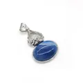 Gourd-shaped blue agate pendant with striped pattern and silver-plated crystal inlay - 2.8cmx4.7cm / Blue Striped Agate