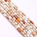 Macro detail of cylindrical natural stone beads with marble textures for DIY jewelry - 6x10mm, 24g (ai-1 Strand/Pack) / Cream Marble (No.2)