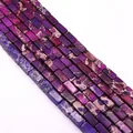 Detail shot of purple emperor stone tube beads with natural brown veins for DIY jewelry - 4x8mm / Purple (No. 12)
