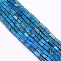 Macro view of blue sea sediment jasper rectangle spacer beads for DIY jewelry making - 4x8mm