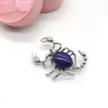 Skorpion-Brosche in Antik-Silber mit ovalem tiefblauem Lapislazuli-Stein-Inlay - Lapislazuli