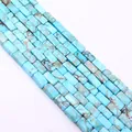 Macro shot of rectangular blue turquoise beads with natural brown matrix for DIY jewelry - 4x8mm / Sky Blue (#9)