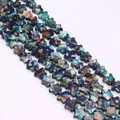 Vista macro detallada de cuentas de piedra emperador con forma de estrella para joyería DIY - Textura Azul Oscuro Verde Azulado (No. 15)