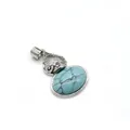 Vintage silver-plated gourd pendant with oval turquoise stone and crystal inlay - 2.8cmx4.7cm / Turquoise