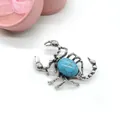 Retro Silberne Skorpion Brosche mit ovalem blauem Türkisstein Inlay für Schmuck DIY - Blauer Türkis
