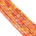 Macro shot of rectangular emperor stone beads for DIY jewelry in orange and red - 4x8mm